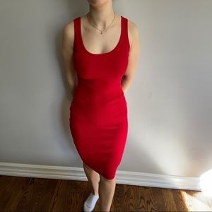 Red Knit Bodycon Dress